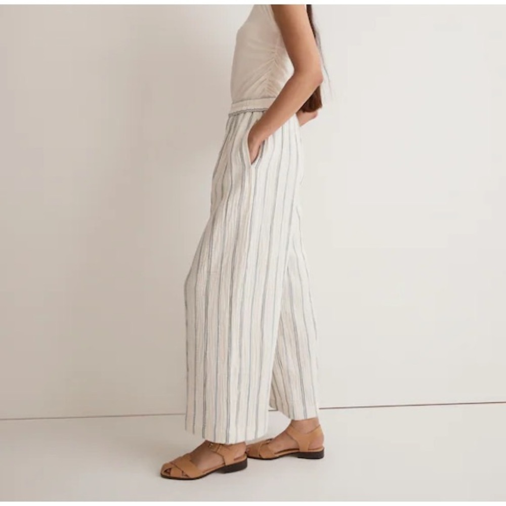 Madewell The Untailored Wide-Leg Crop Pant in Striped Lightspun - Picture 3 of 10